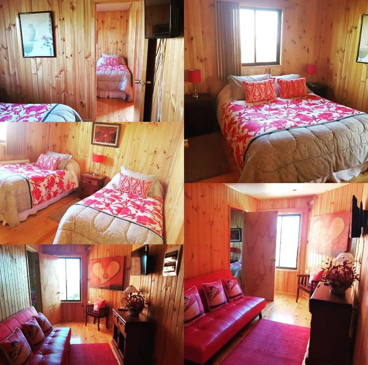 Departamento: dormitorio con cama doble, dormitorio con dos camas simples y sala de estar